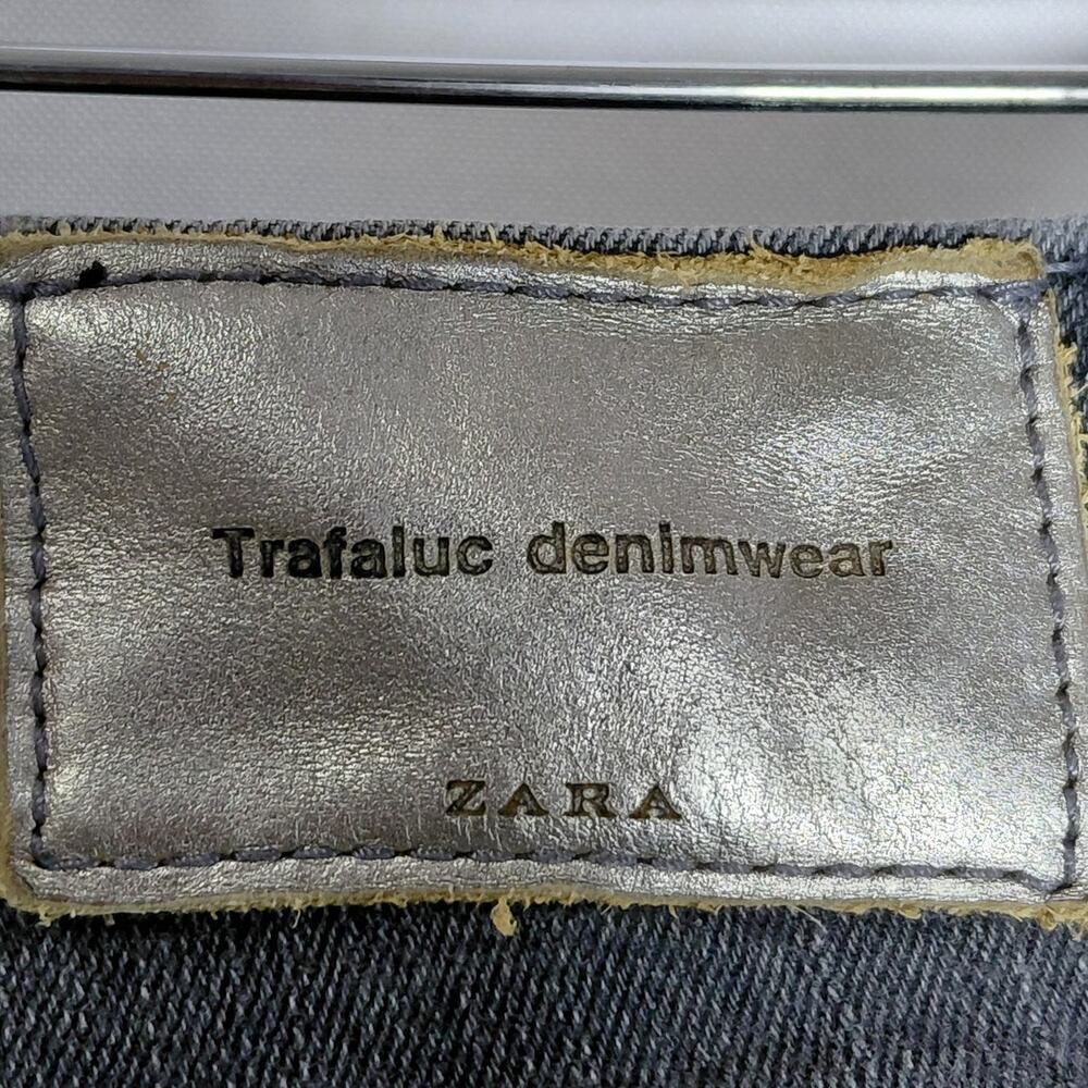 ZARA Trafaluc Embroidered Jeans Black Denim Size 4 - Picture 4 of 10
